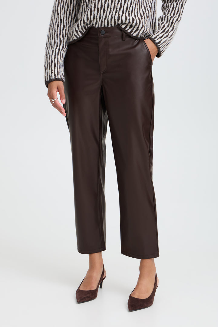 Byoung Brown Faux Leather Daja Pants