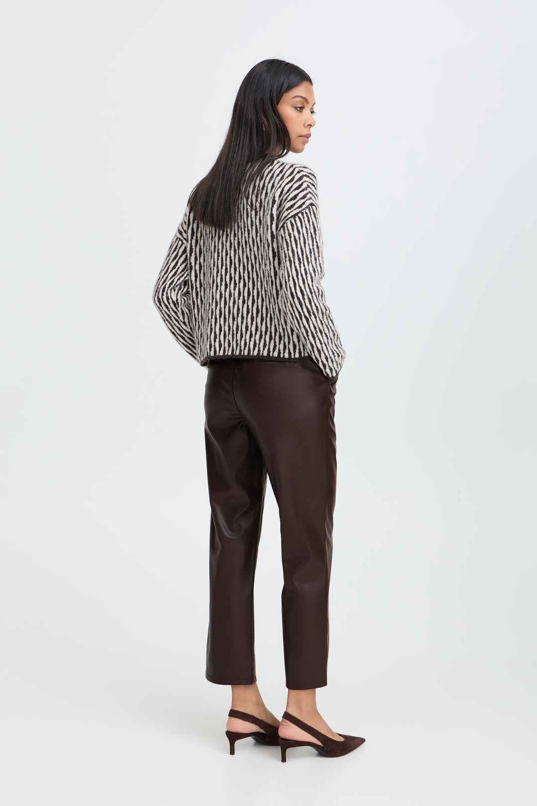 Byoung Brown Faux Leather Daja Pants