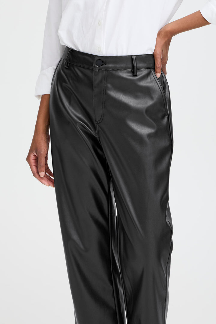 Byoung Black Faux Leather Daja Pants