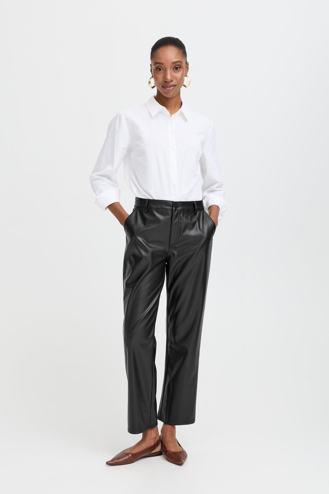 Byoung Black Faux Leather Daja Pants