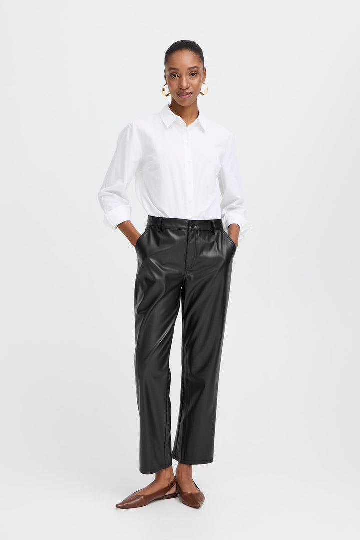 Byoung Black Faux Leather Daja Pants