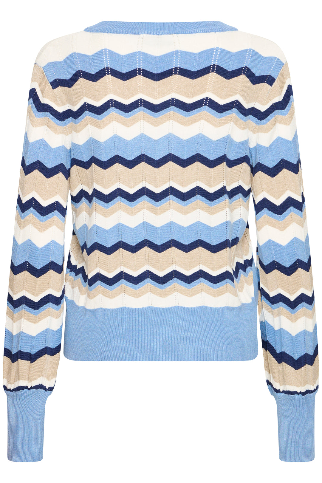 Byoung Blue Stripe Pointelle V Neck