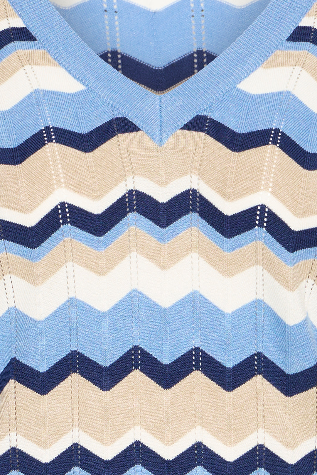 Byoung Blue Stripe Pointelle V Neck