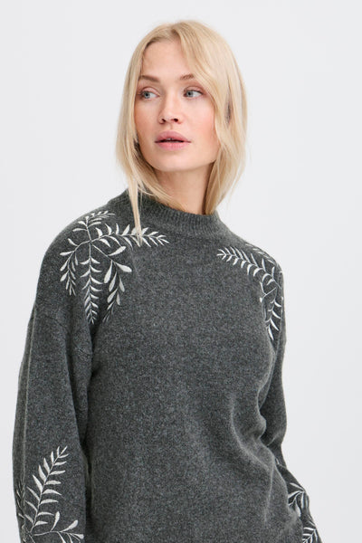 Byoung Grey Embroidered Jumper