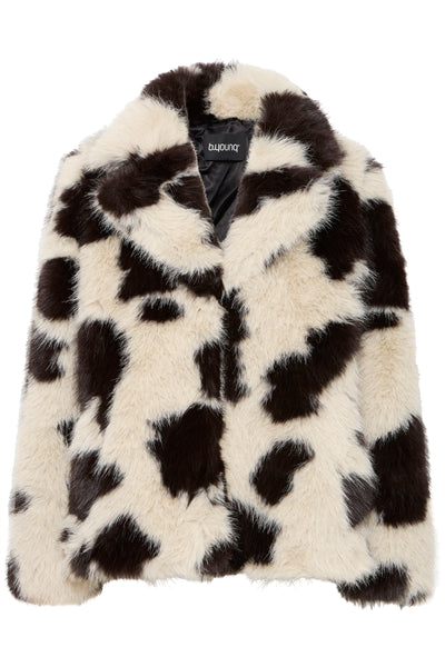 Byoung Cow Print Furry Coat