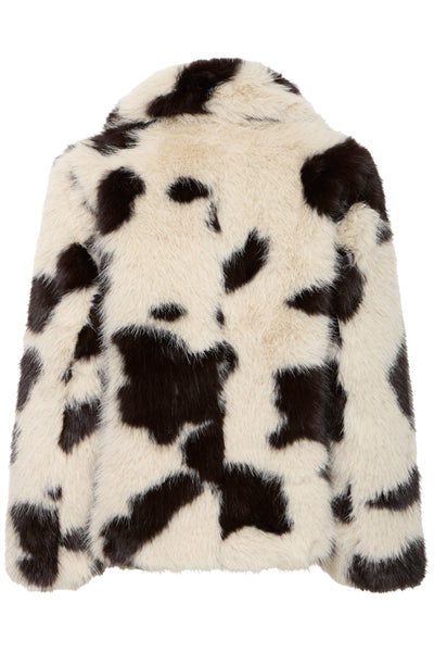 Byoung Cow Print Furry Coat