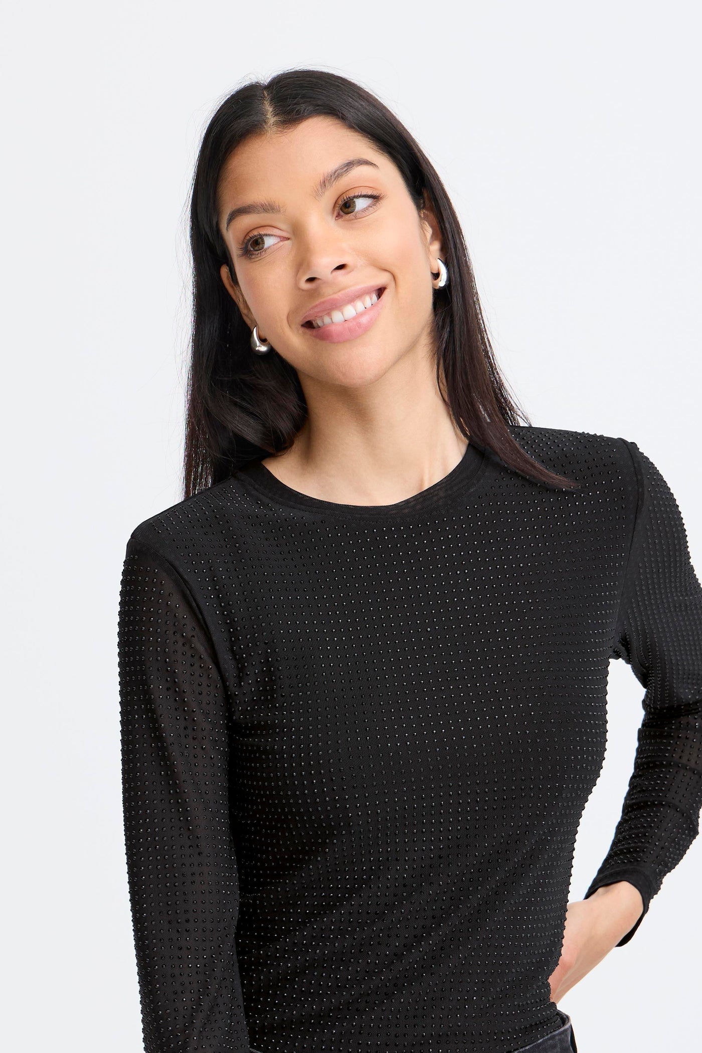 Byoung Black Gem Mesh Top