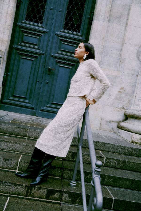 Byoung Cream Sequin Pary Skirt