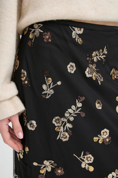 Byoung Floral Sequin Skirt