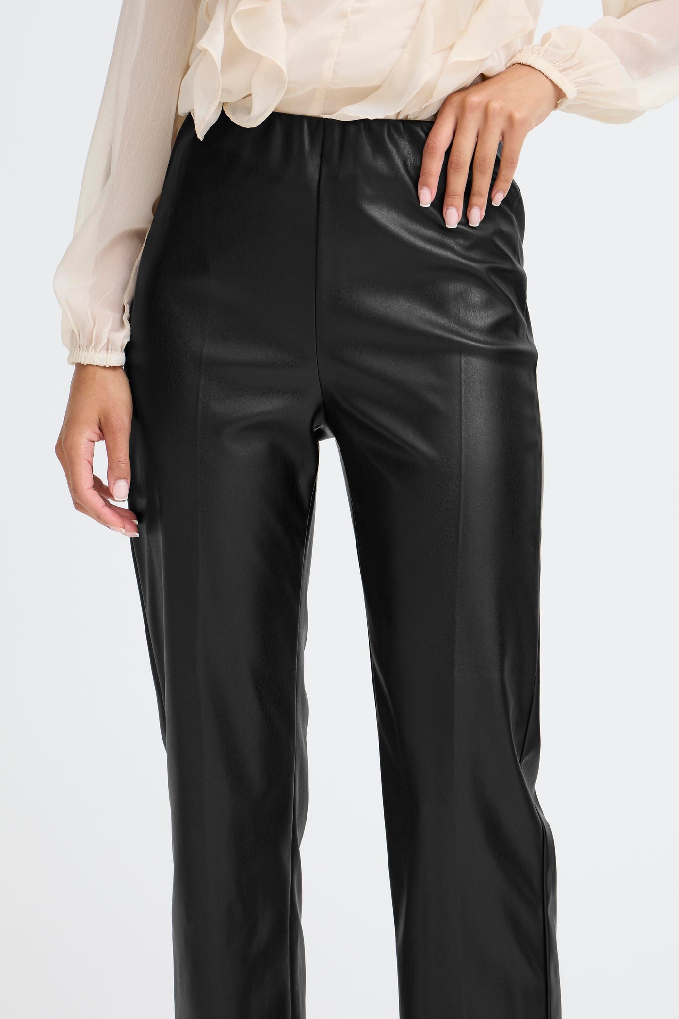 Black Faux Leather Kaddo Pants