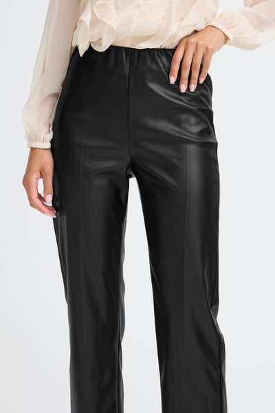 Black Faux Leather Kaddo Pants