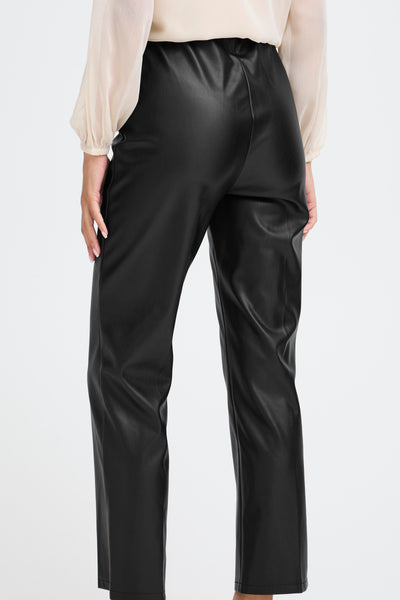 Black Faux Leather Kaddo Pants