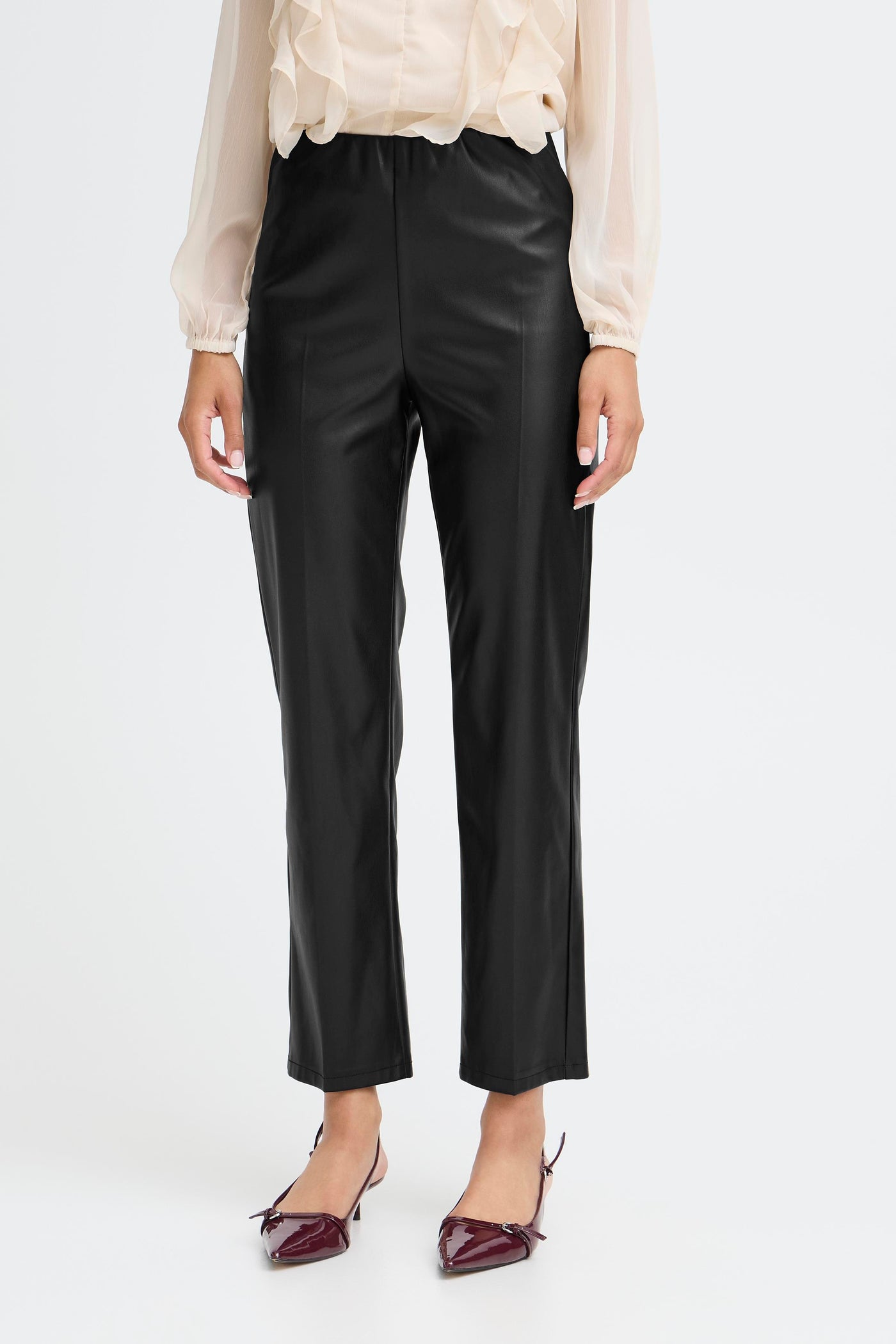 Black Faux Leather Kaddo Pants