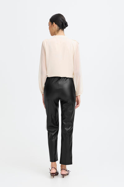 Black Faux Leather Kaddo Pants