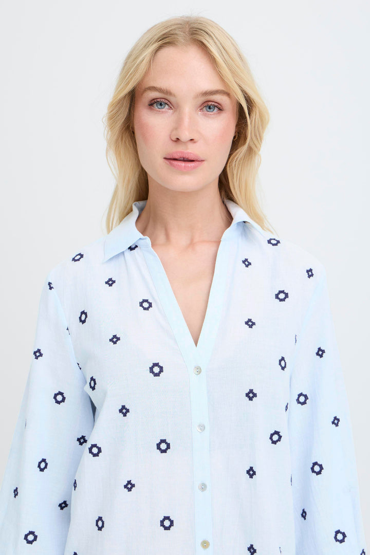 Byoung Blue Embroidered Shirt