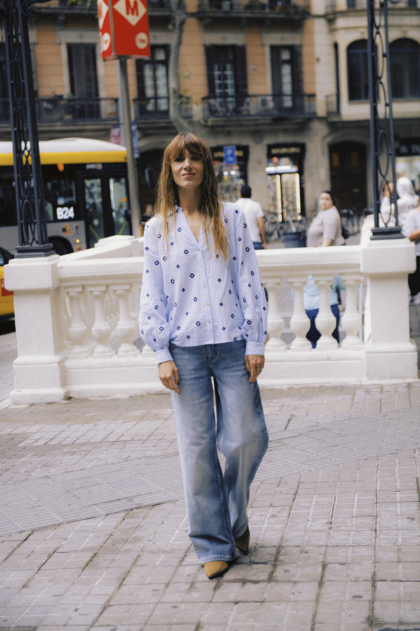 Byoung Blue Embroidered Shirt