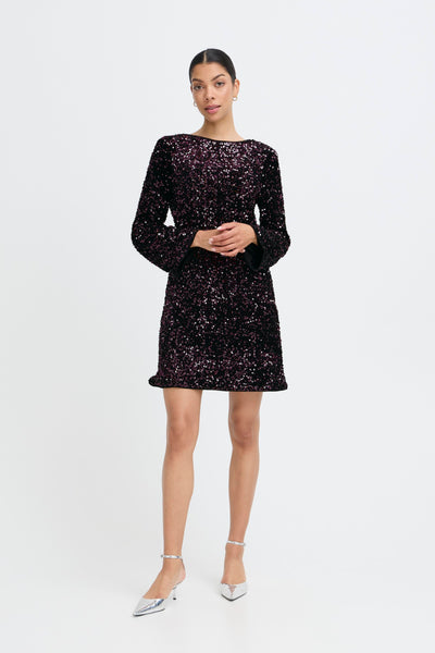 Byoung Plum Sequin Bow Dress