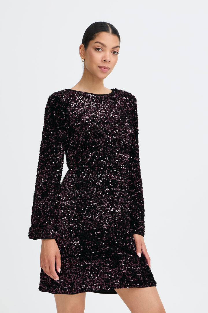 Byoung Plum Sequin Bow Dress