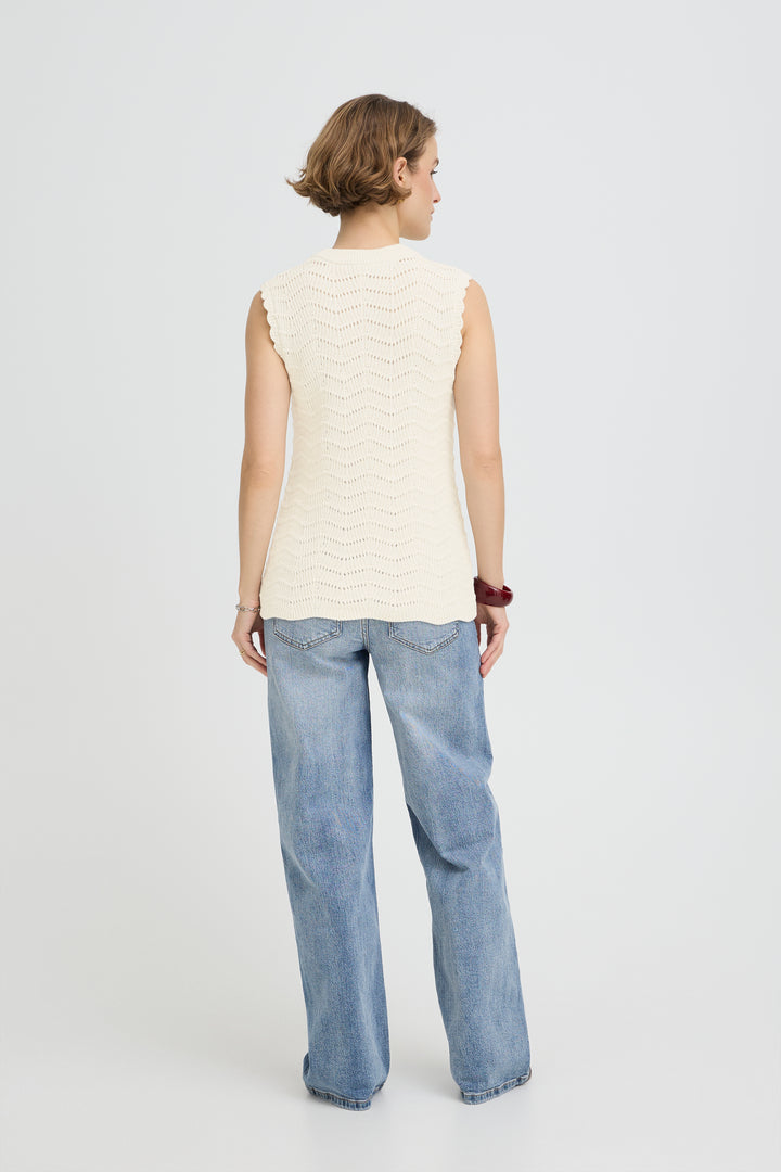 Byoung Ecru Sleeveless Knit Vest