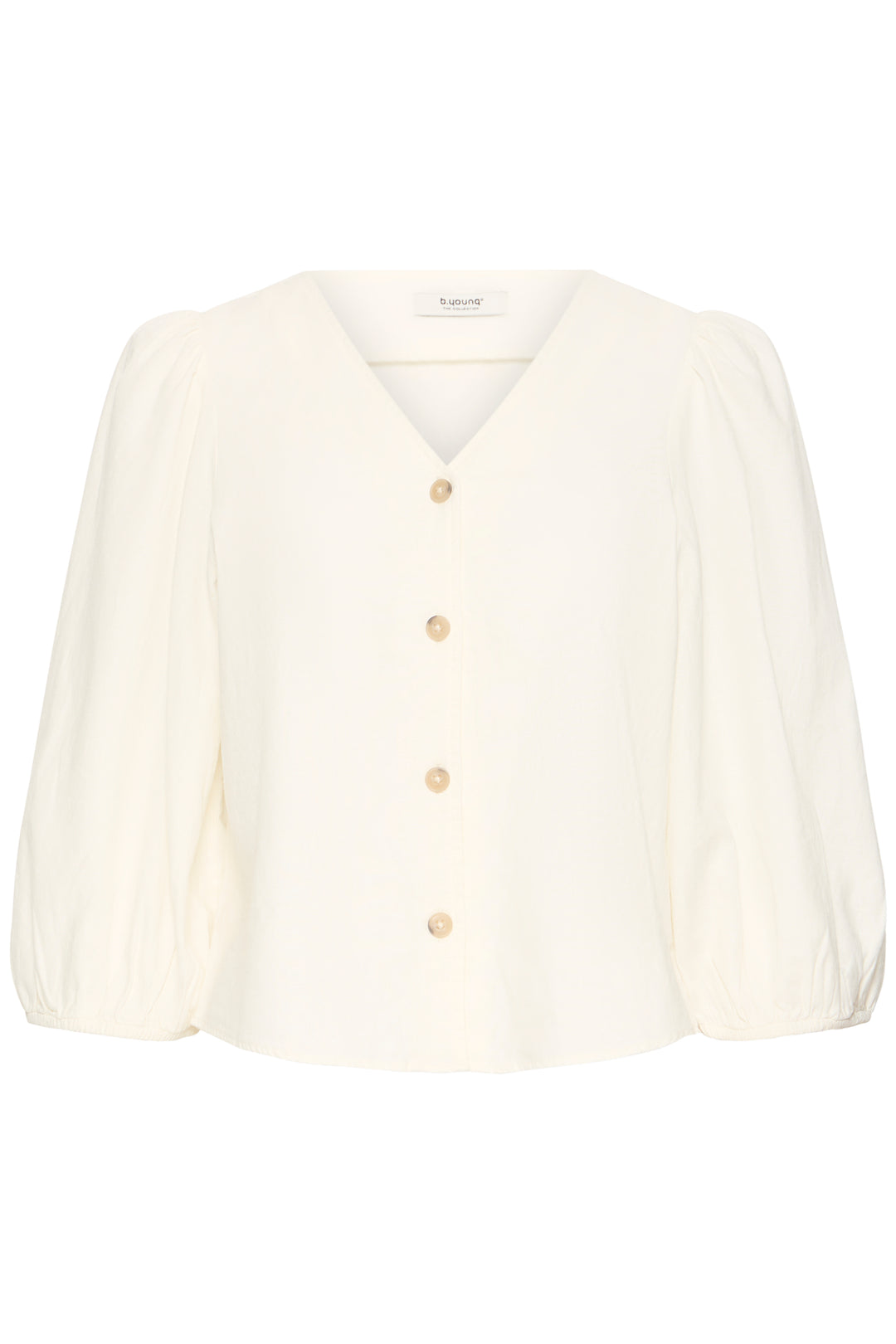Byoung Cream Puff Sleeve Linen Top