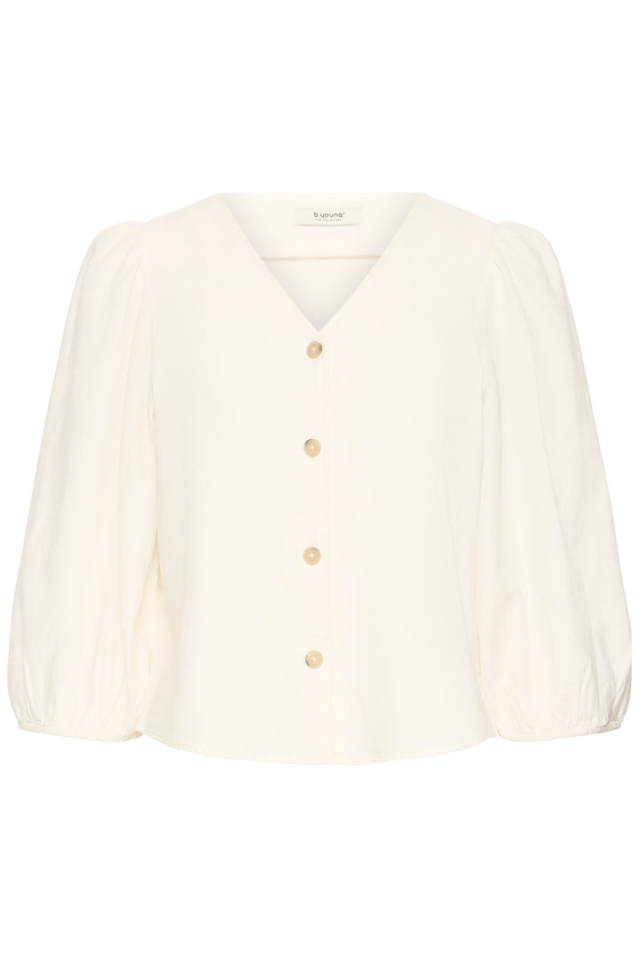 Byoung Cream Puff Sleeve Linen Top