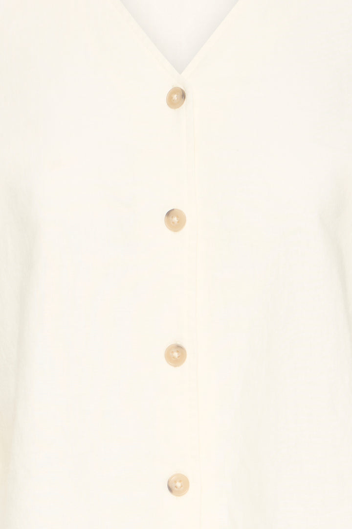 Byoung Cream Puff Sleeve Linen Top