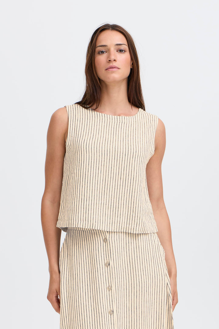 Byoung Linen Blend Stripe Top