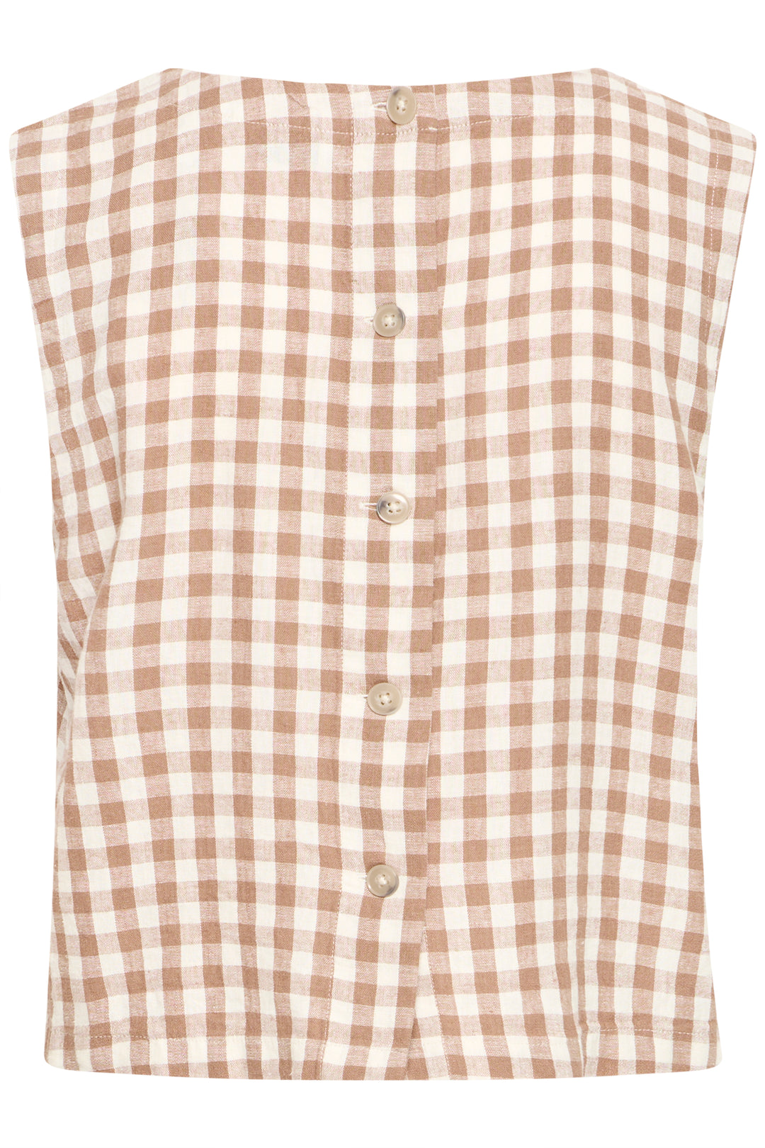 Byoung Linen Blend Check Mocha Top