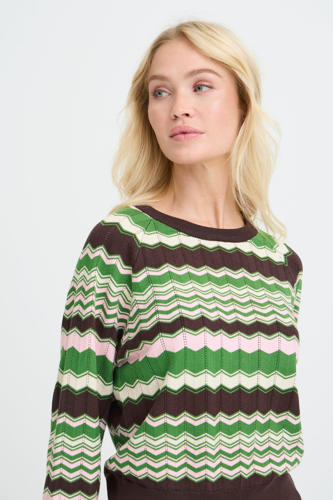 Byoung Green Zig Zag Pointelle Jumper