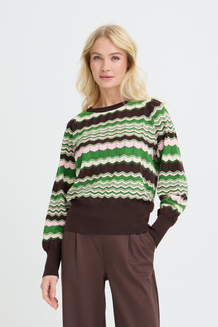 Byoung Green Zig Zag Pointelle Jumper