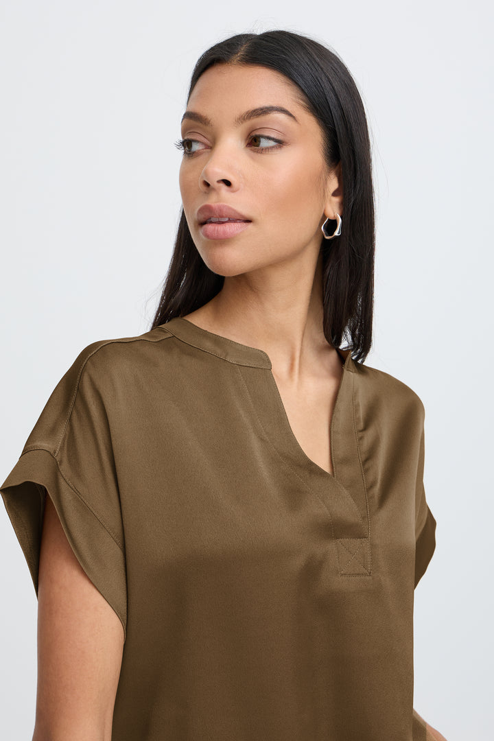 Byoung Sepia Satin Selita Blouse