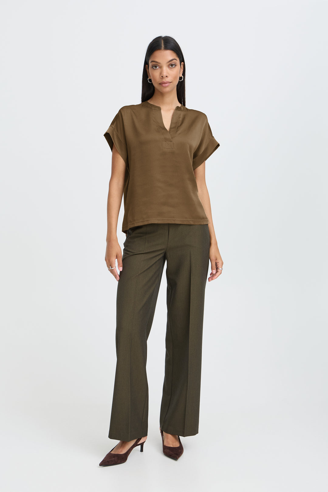 Byoung Sepia Satin Selita Blouse