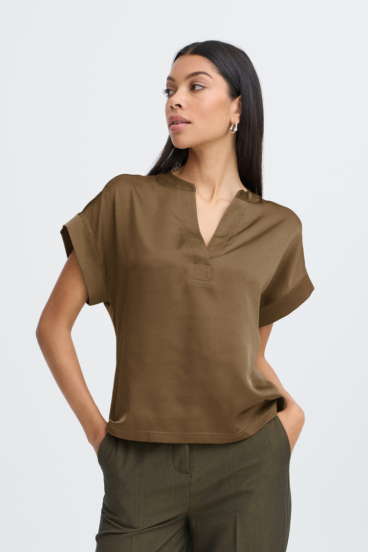 Byoung Sepia Satin Selita Blouse