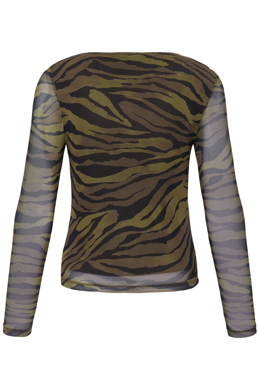 Byoung Khaki Zebra Toa Mesh Top