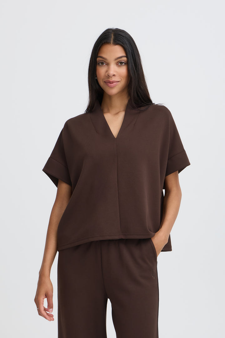 Byoung Chocolate Pusti V Neck Top