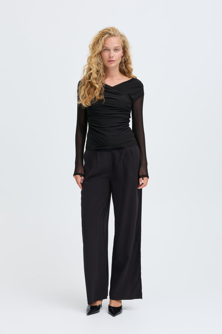 BYoung Black Toa Mesh Top