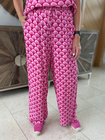 Scallop Print Palazzo Trousers