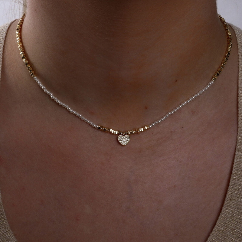 Zelly Beaded Heart Necklace