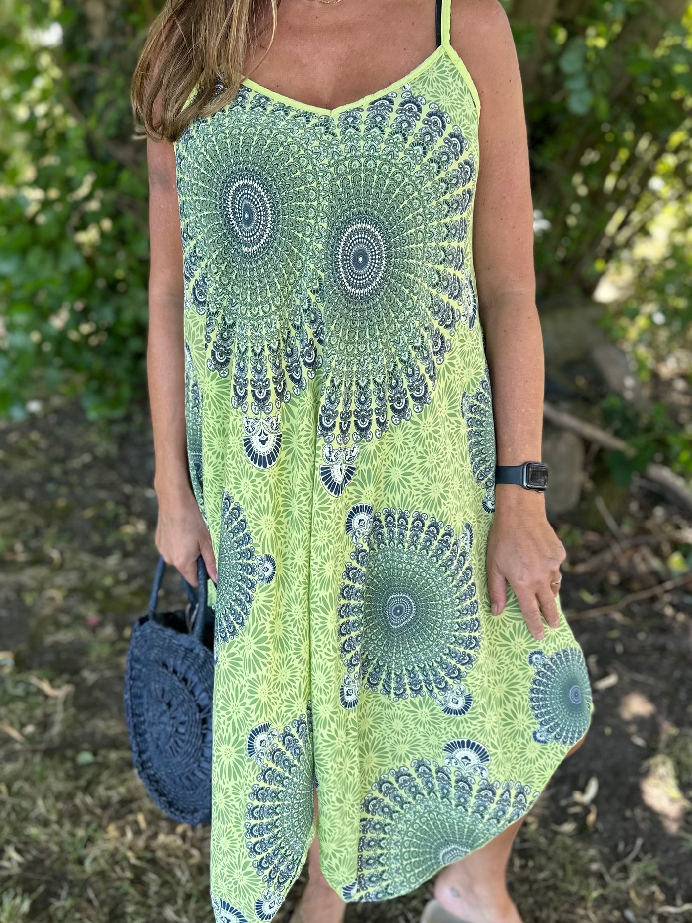 Lime Mandala Hanky Hem Dress