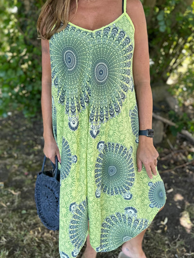 Lime Mandala Hanky Hem Dress