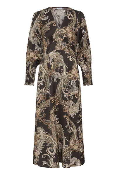 Chocolate Paisley Silky Dress