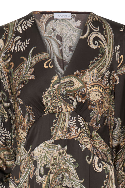 Chocolate Paisley Silky Dress