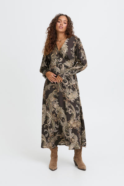 Chocolate Paisley Silky Dress