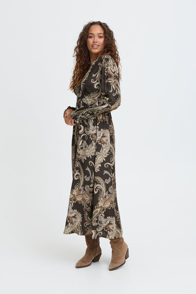 Chocolate Paisley Silky Dress