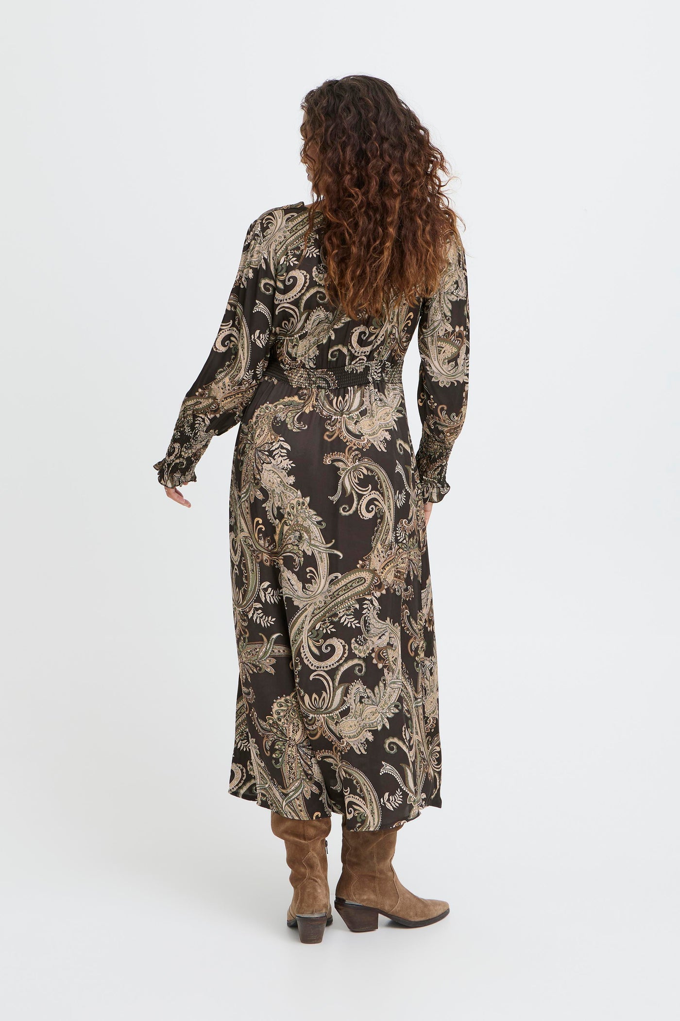 Chocolate Paisley Silky Dress