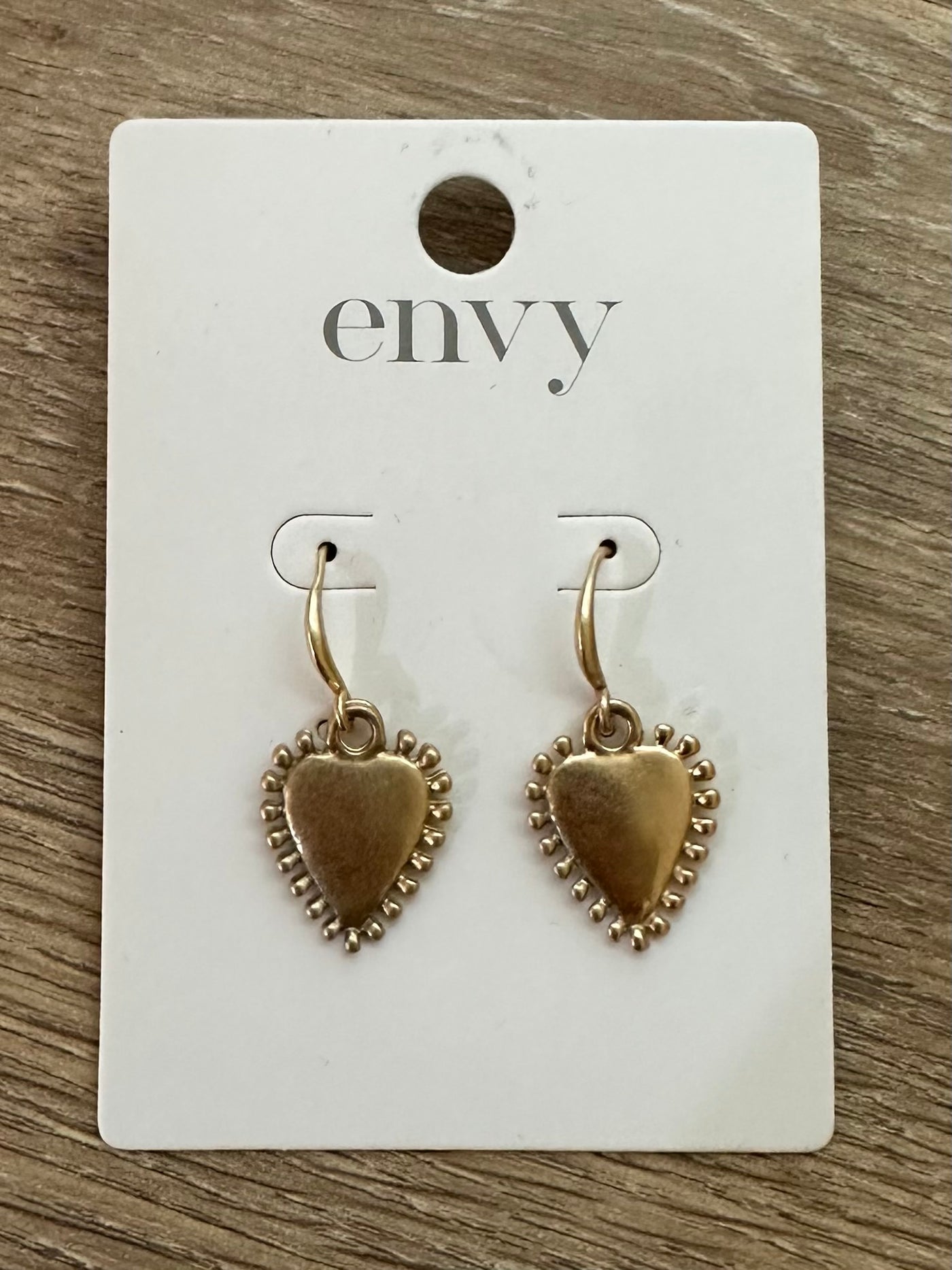 Gold Heart Drop Earrings