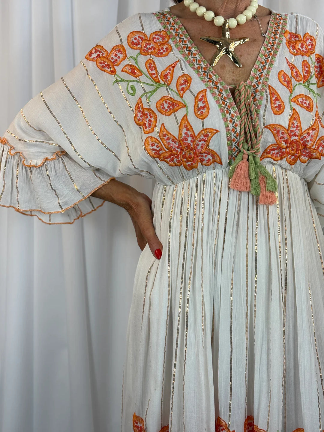 Rosalie Floral Boho Dress - Orange