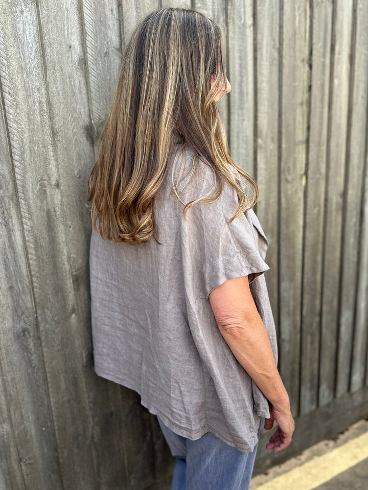 Mink Linen Sleeveless Jacket