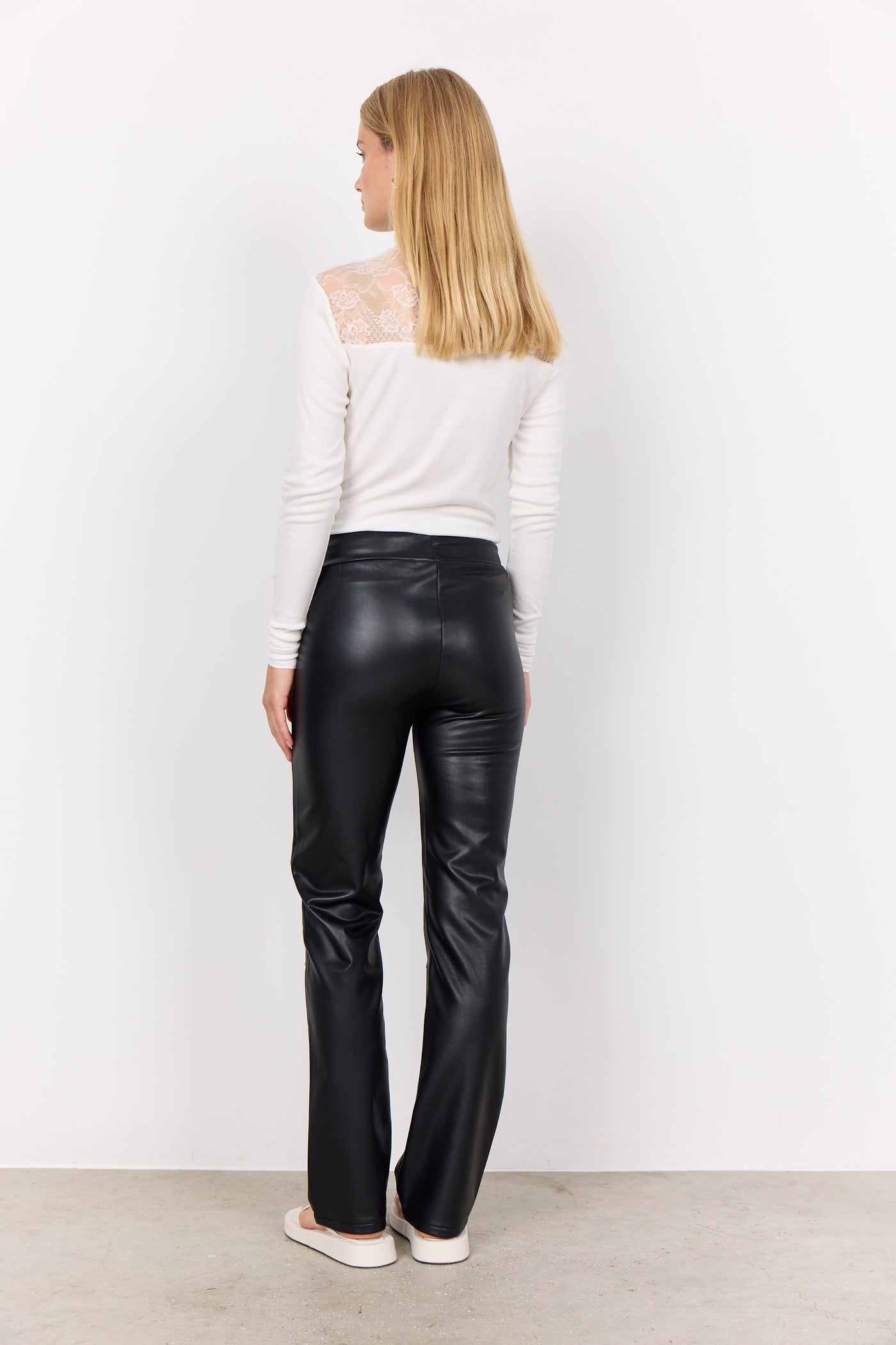 SC Black Faux Leather Haida Trousers