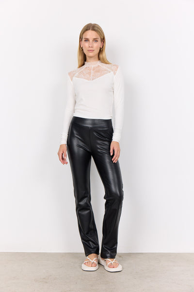 SC Black Faux Leather Haida Trousers